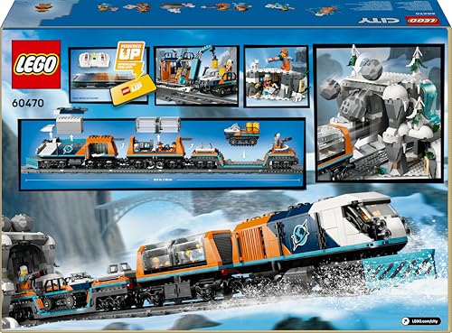 LEGO City 60470 Arktis-Polarexpress – Zug mit Schneepflug, 22 Gleisen, 6 Figuren & Fernsteuerung