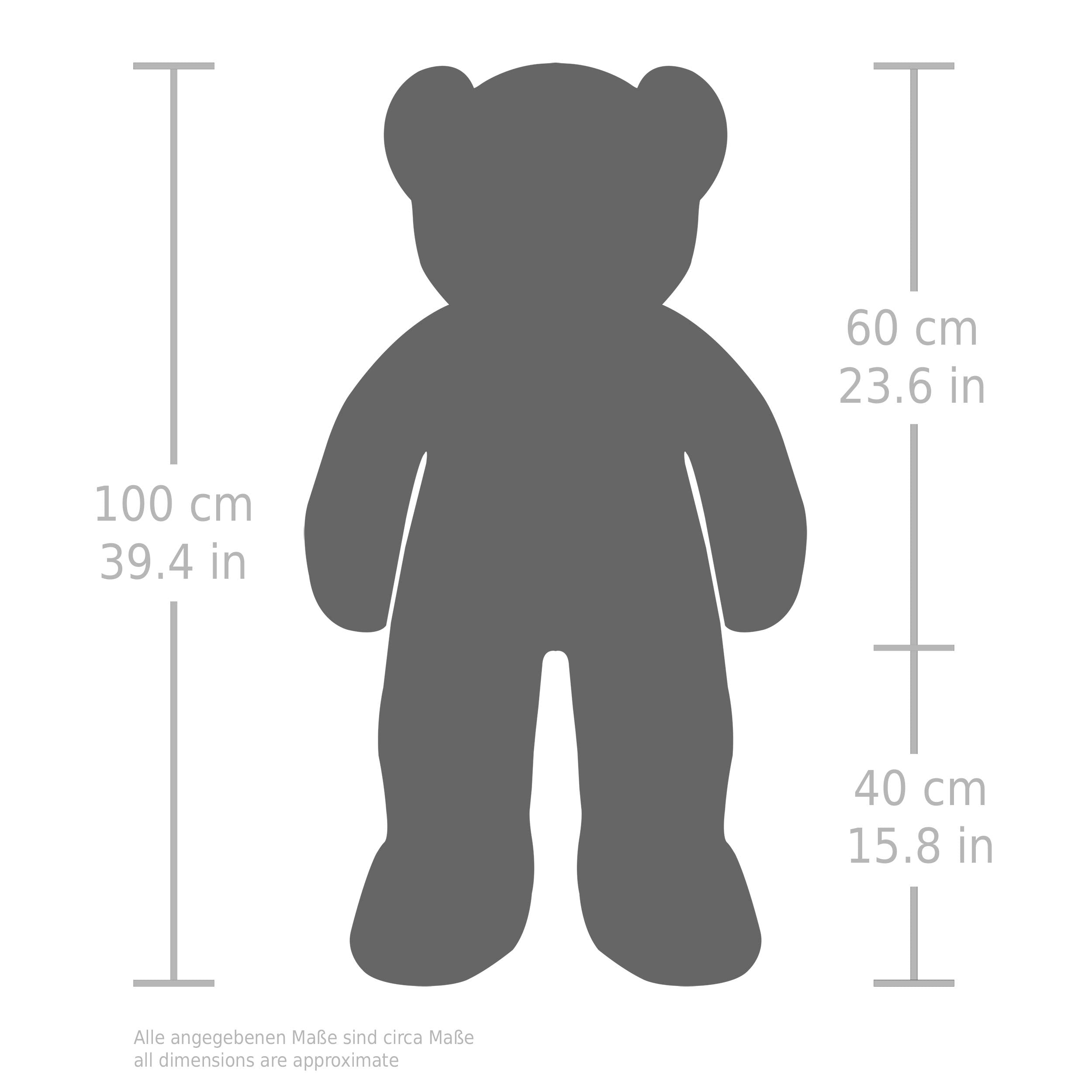 BRUBAKER XXL Teddybär 100 cm groß - Beige - Stofftier Plüschtier Kuscheltier