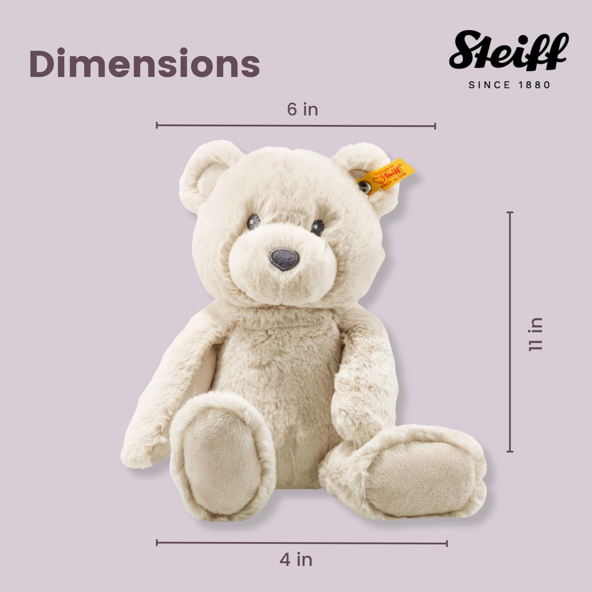 Steiff Bearzy Teddybär beige 28 cm, Stofftier Teddy, Kuscheltier Bär aus Plüsch, zum Kuscheln und Spielen für Babys & Kinder