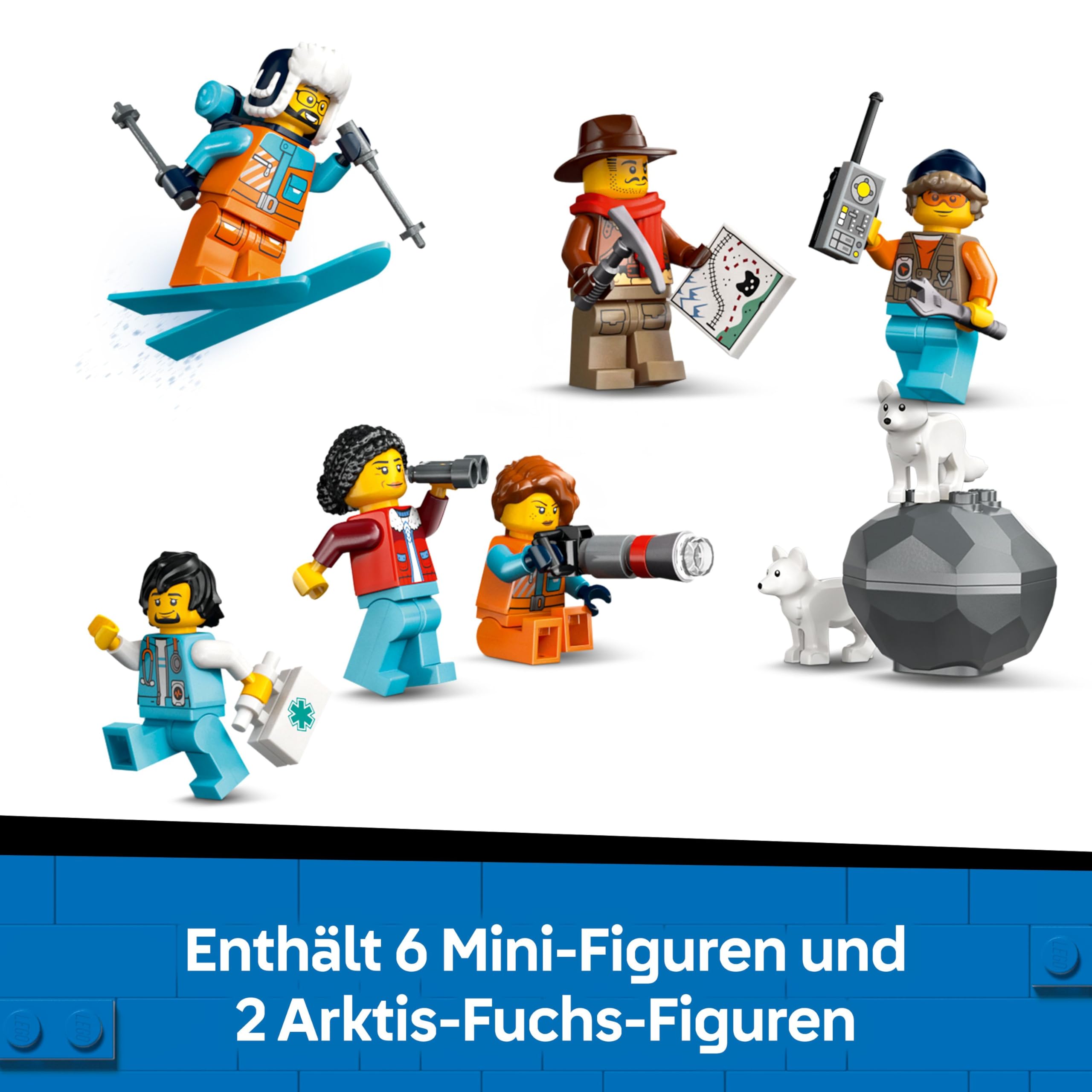 LEGO City 60470 Arktis-Polarexpress – Zug mit Schneepflug, 22 Gleisen, 6 Figuren & Fernsteuerung