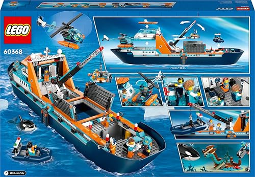 LEGO City 60368 Arktis-Forschungsschiff – Spielzeug-Boot mit Hubschrauber & 7 Minifiguren