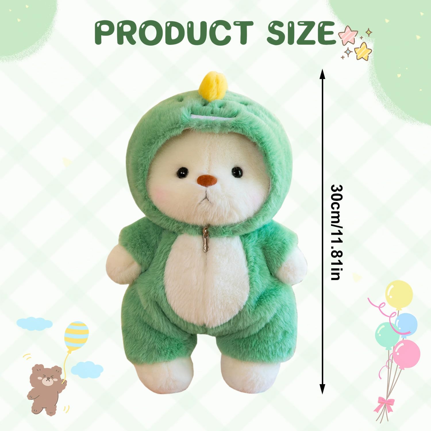 Plüschtier Teddybär mit Dinosaurier Kostüm, 30cm Teddybär, Teddy P-lüschtier, Pl-üschtier Stofftier Teddy, Teddybär Plüschtier