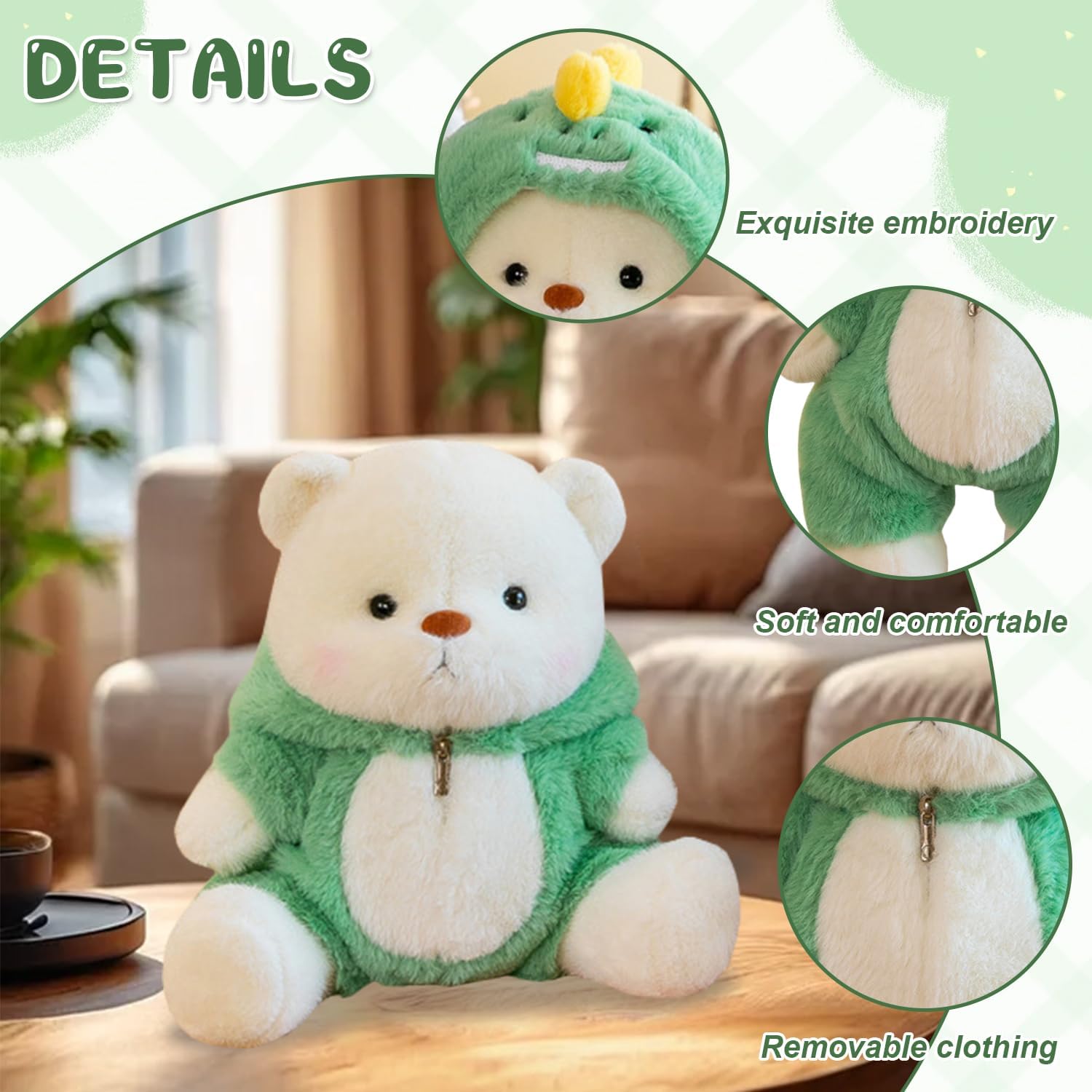 Plüschtier Teddybär mit Dinosaurier Kostüm, 30cm Teddybär, Teddy P-lüschtier, Pl-üschtier Stofftier Teddy, Teddybär Plüschtier