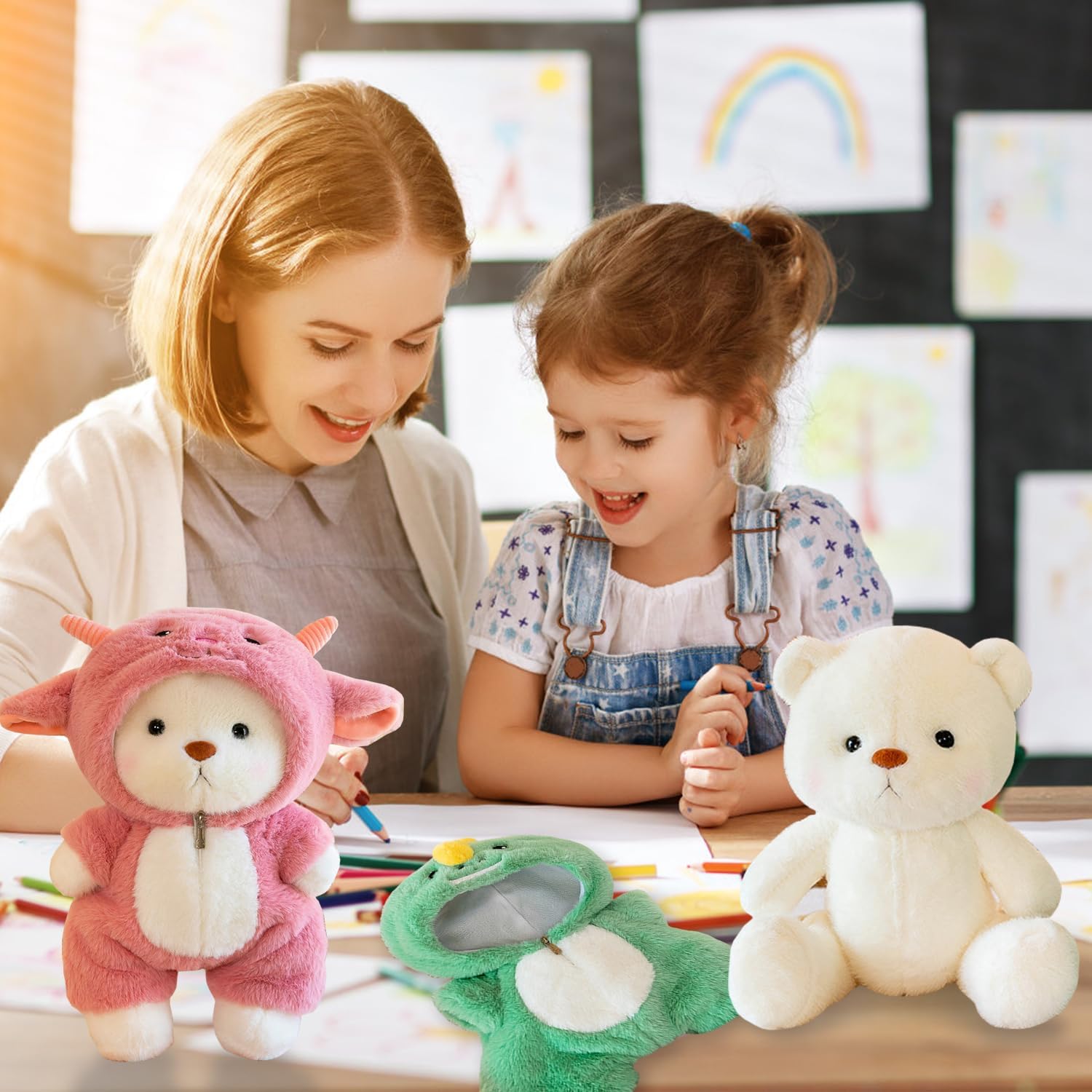 Plüschtier Teddybär mit Dinosaurier Kostüm, 30cm Teddybär, Teddy P-lüschtier, Pl-üschtier Stofftier Teddy, Teddybär Plüschtier