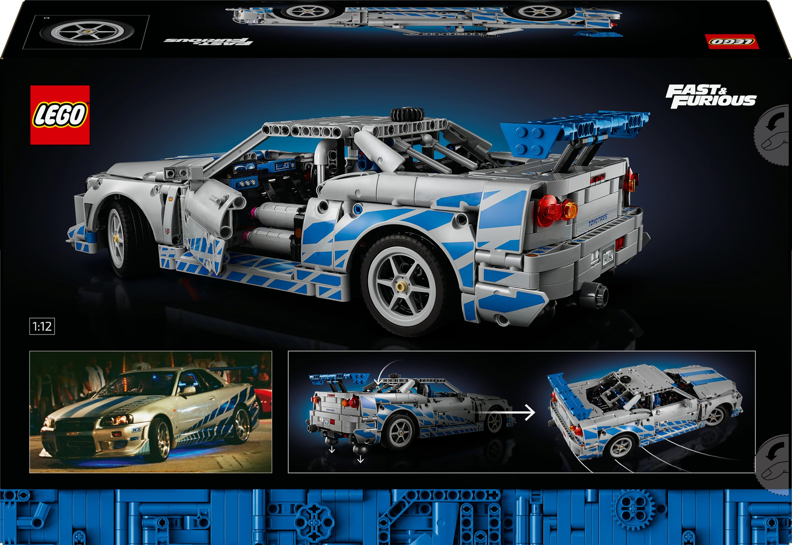 LEGO Technic 42210 Nissan Skyline GT-R R34 – 2 Fast 2 Furious Auto, Bauset mit Driftfunktion & Motor