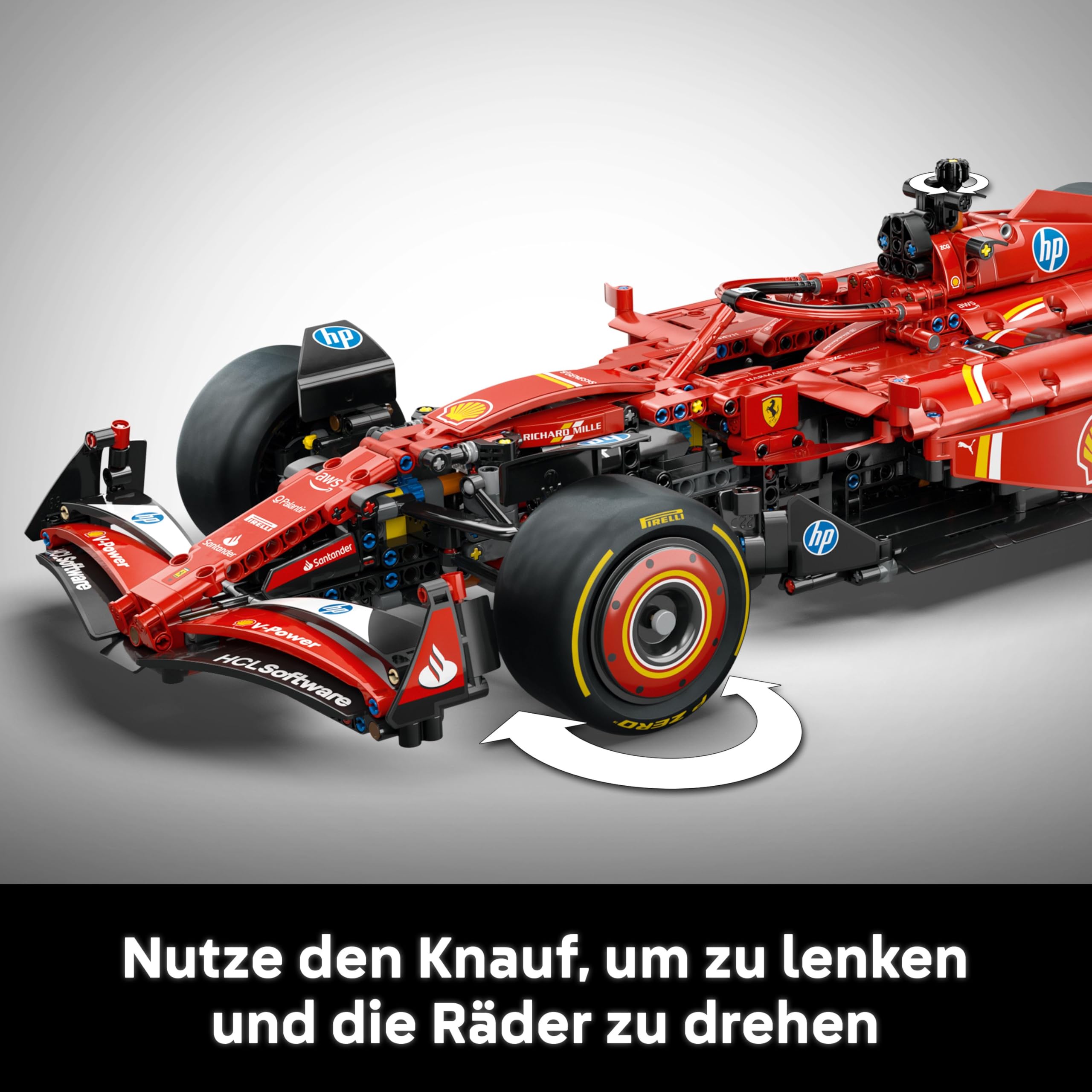 LEGO Technic 42207 Ferrari SF-24 F1 Rennwagen – Modellauto im Maßstab 1:8 mit V6-Motor & Lenkung