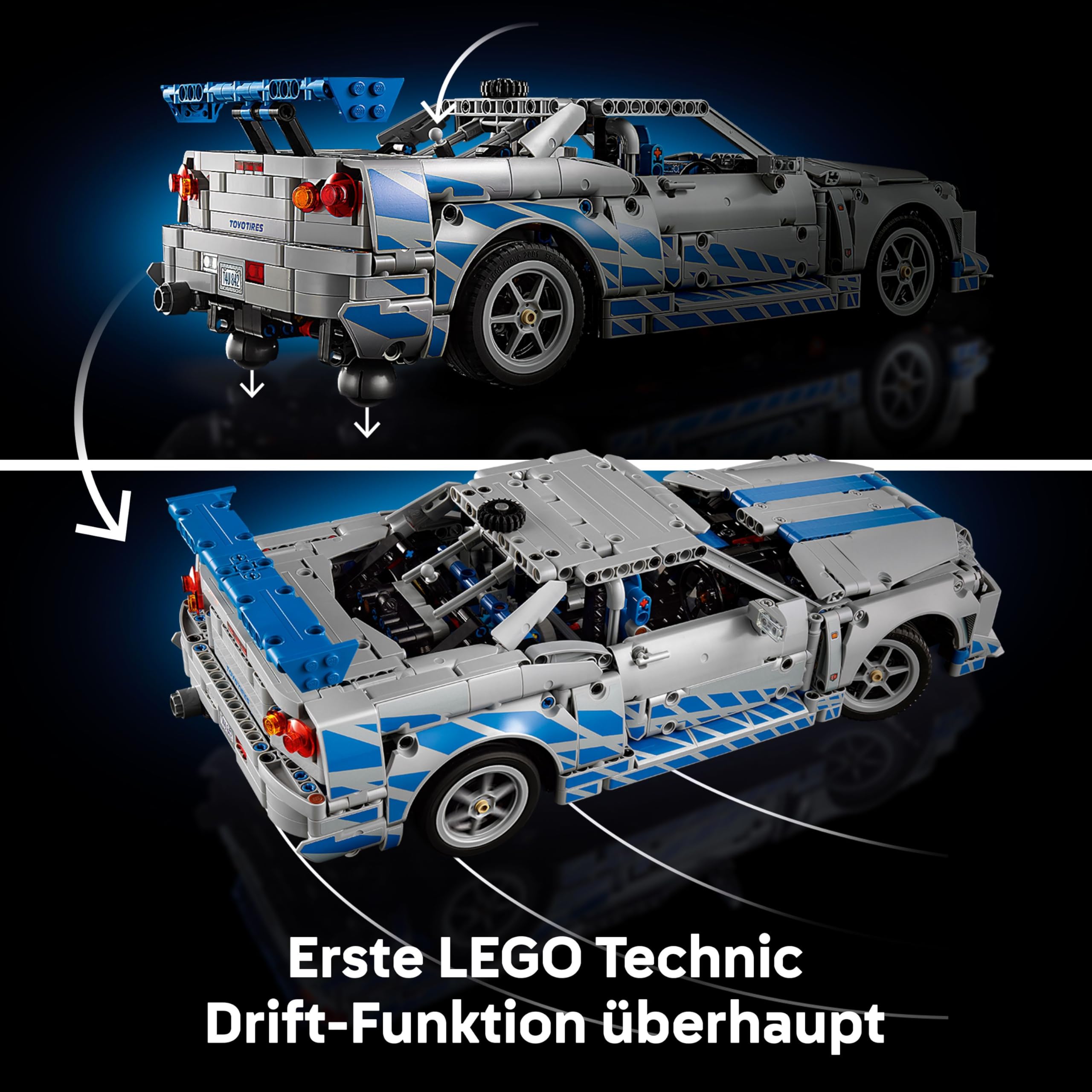 LEGO Technic 42210 Nissan Skyline GT-R R34 – 2 Fast 2 Furious Auto, Bauset mit Driftfunktion & Motor