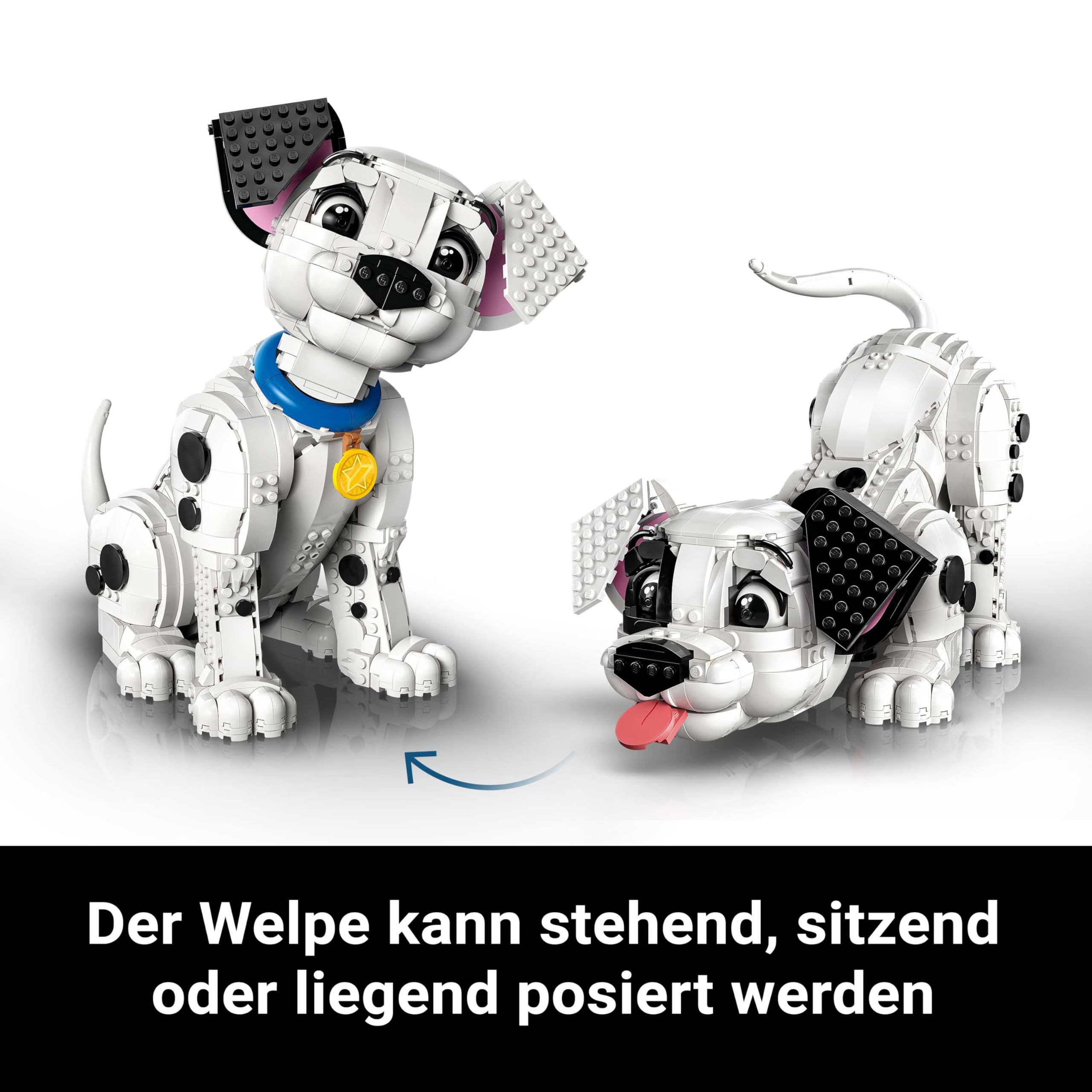 LEGO Disney 43269 Welpe aus 101 Dalmatiner – Bauset mit 6 Hunden, beweglich, DIY Heim-Deko & Geschenkidee