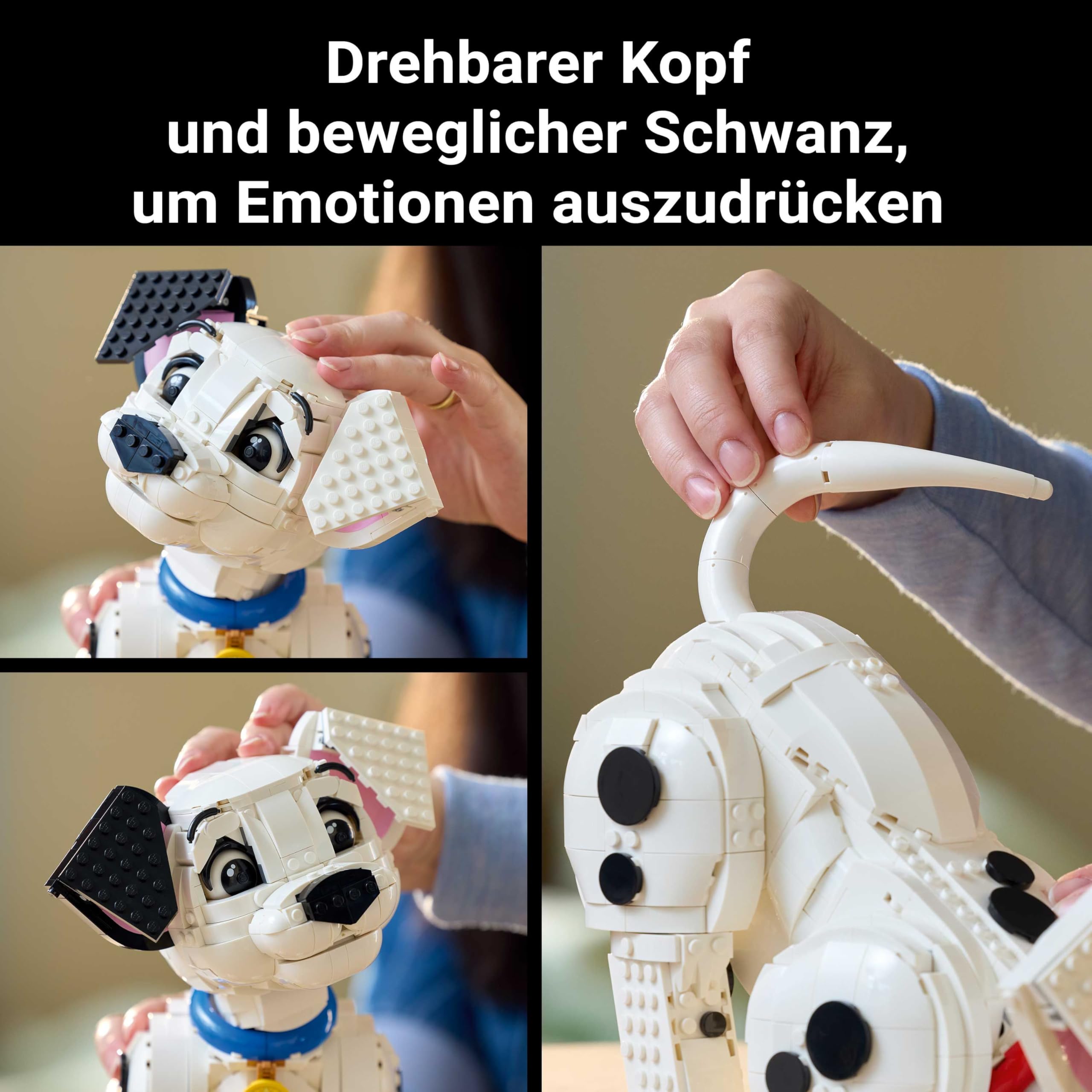LEGO Disney 43269 Welpe aus 101 Dalmatiner – Bauset mit 6 Hunden, beweglich, DIY Heim-Deko & Geschenkidee